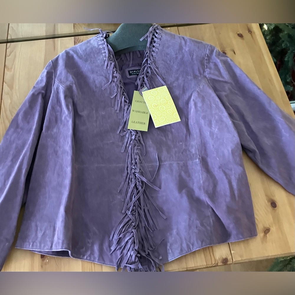 NWT Dialogue Washable Suede Eggplant Leather Women's Jacket 3X never out of bag